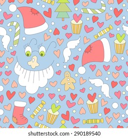 Cute vector Christmas seamless pattern. Happy holidays print.  