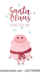 Cute vector Christmas sloth bear animal with a candy cane. Can be used for cards, flyers, posters, t-shirts.