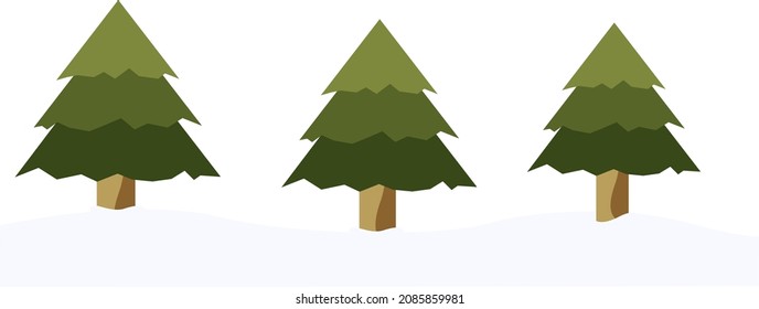 Cute vector Christmas theme wallpaper with Christmas trees on ground. The ground covered by the snow. This background can use as greeting card border.