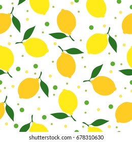 Cute Vector citrus fruits isolated on white geometric background with polka dot.