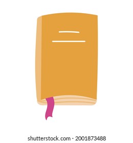 Clipart de vector lindo del cuaderno para el estudio, aprendizaje, educación, escritura de conferencias, planificación, programación. Ilustración plana del Bloc de notas aislada sobre fondo blanco con colores brillantes y soleados.