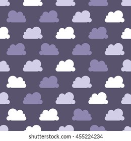 Cute Vector Clouds Seamless Pattern Background. Vector Illustration