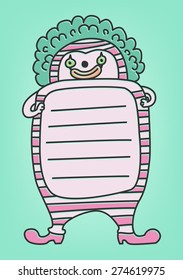 Cute vector clown. Text box template