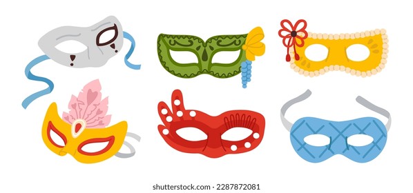 Colección vectorial de máscaras coloridas para el Mardi Gras