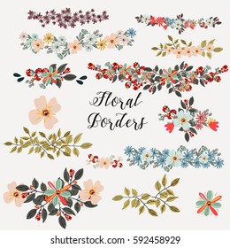 Cute vector collection from flower borders ideal for save the date cards