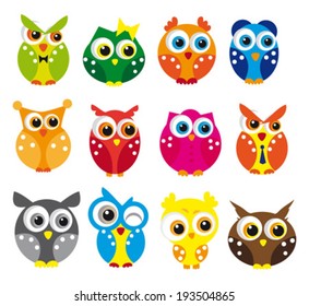 Cute vector collection of owls.