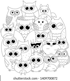 Cute Vector Collection of Owls. Illustration eps 10
