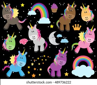 Cute Vector Collection of Unicorns or Horses