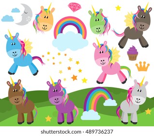 Cute Vector Collection of Unicorns or Horses