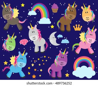 Cute Vector Collection of Unicorns or Horses