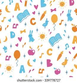 Cute vector colorful children's seamless pattern. Lovely wallpaper