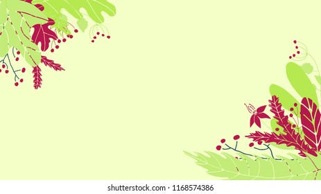 Cute vector colorful frame in hand drawn style. Floral and leaves frame for design.