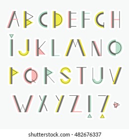 Cute vector colorful letters. Hand drawn alphabet. Lettering.