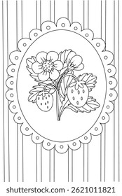 cute vector coloring page with fun strawberry for your prints, books or hobbies