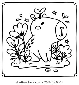 cute vector coloring page. hand drawn illustration for coloring books