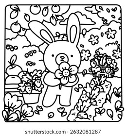 cute vector coloring page. hand drawn illustration for coloring books