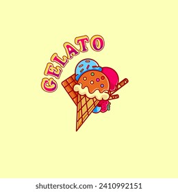 cute vector colourful gelato simple