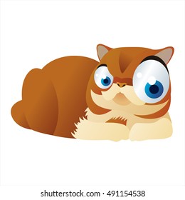 cute vector comic cartoon animal. Cool colorful British Cat design