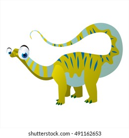 cute vector comic cartoon animal. Cool colorful dinosaur Apatosaurus