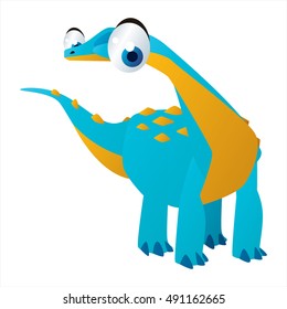 cute vector comic cartoon animal. Cool colorful dinosaur Brontosaurus