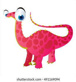 cute vector comic cartoon animal. Cool colorful dinosaur Apatosaurus