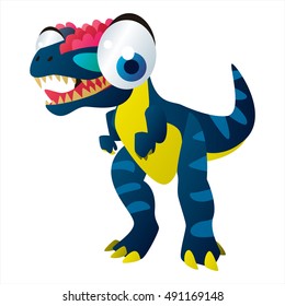 cute vector comic cartoon animal. Cool colorful dinosaur Tyrannosaurus