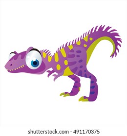 cute vector comic cartoon animal. Cool colorful dinosaur Allosaurus