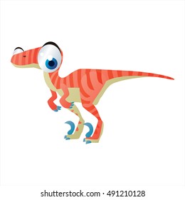 cute vector comic cartoon animal. Cool colorful Raptor Dinosaur