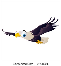 cute vector comic cartoon Bird. Cool colorful Eagle