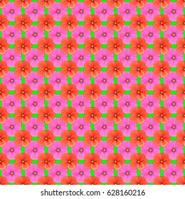 Cute vector cosmos flowers print. Vector illustration. Floral vintage seamless pattern on a green background.