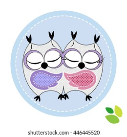 cute vector couple of owls in love