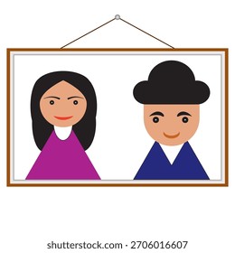 Retrato lindo de la pareja del Vector en marco colgante