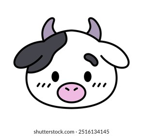 Linda vaca de Vector. Ilustración plana. Arte de la línea. aislado en el fondo blanco.