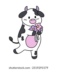 Linda vaca de Vector. Ilustración plana. Aislado sobre fondo blanco.