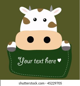 cute vector cow with text box