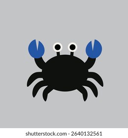 Cute vector crab with big eyes, simple design, great for kids' projects and decor.