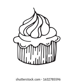 Cute vector cupcake with cream is suitable for social network icons, logos, cards, prints, decoration and any design