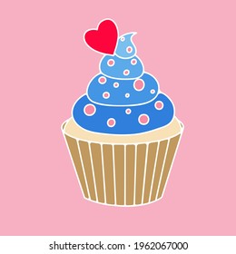 Cute vector cupcake illustration with white outlines