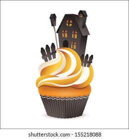 Cute vector cupcake isolated on white background. Halloween collection.