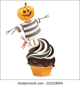 Cute vector cupcake isolated on white background. Halloween collection.