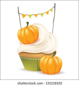 Cute vector cupcake isolated on white background. Halloween collection.