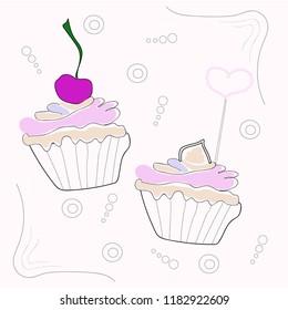 cute vector cupcakes 