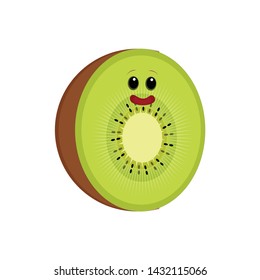 Cute Vector Cut Kiwi Character Isolated