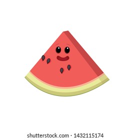 Cute Vector Cut Watermelon Character Isolated