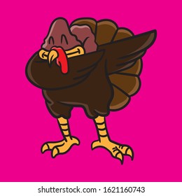 Cute Vector Dabbing Turkey Animal