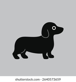 Cute vector dachshund with big eyes, simple design, great for kids' projects and decor.