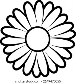 Cute vector daisy logo, simple icon, black and white