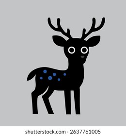 Cute vector deer with big eyes, simple design, perfect for kids' projects and decor.