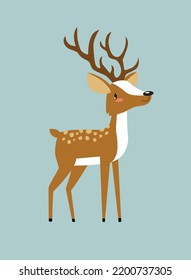 Cute vector deer. Forest animal. Cartoon reindeer. cartoon character