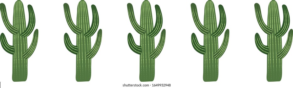 cute vector desert cactus seamless repeat border